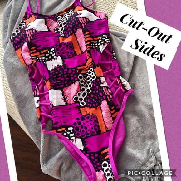 Swimwear - Cute 1 Piece Multi-Color Swimsuit - Picture 3 of 3